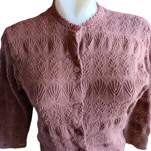Vintage Small Knit Cardigan Sweater Top Parisienne Japan 1950's Acrylic Pierced